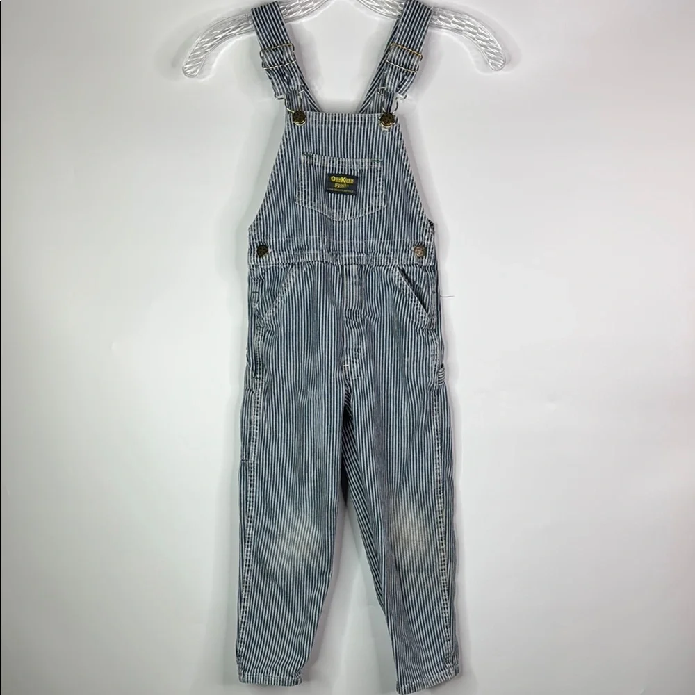 Vintage Oshkosh B'Gosh Railroad Striped Overalls Kids Size 6